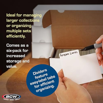 BCW 800ct Trading Card Storage Box & Horizontal Card Dividers – 6 Boxes & 30 Dividers | Sports Card, TCG & CCG Organizer | Trading Card Storage Solution - style: 6 Boxes + 30 Dividers