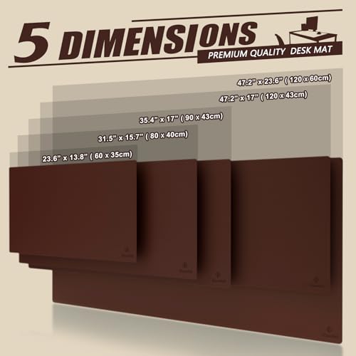 K KNODEL Large Office Leather Desk Mat, Mouse and Keyboard Pad, Computer and Laptop Mat, Desktop Protector and Cover, Writing Pad and Blotter (47.2"x17", Dark Brown) - color: Dark Brown, size: 47.2" x 17"