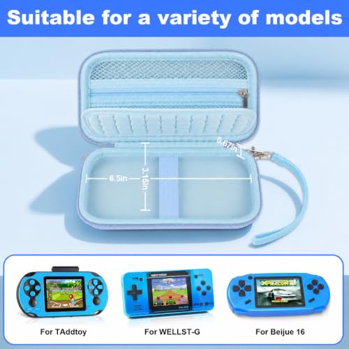 casmilee Handheld Game Console Case for WELLST·G/TaddToy/Beijue | Hard Shell, Padded Divider and Mesh Pocket, Carabiner Carry, for Kids and Adults, Case Only, Light Blue - color: Light Blue