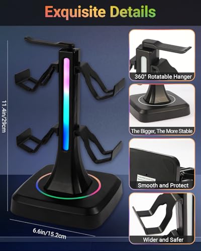 Controller Stand with Lighting and Headphone Stand Wall Mounts