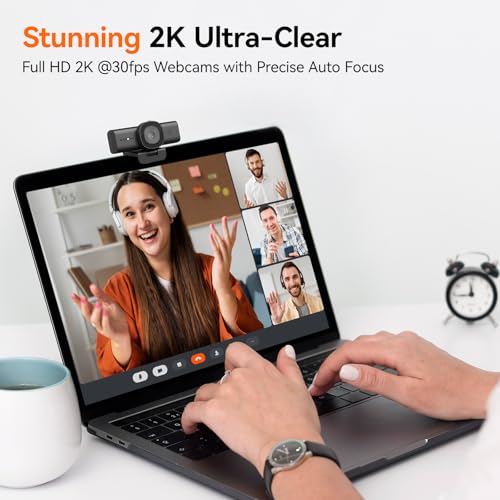 SVBONY 2K Webcam for PC with Low-Light 3D Noise Reduction for Remote Work | with Low-Light 3D Noise Reduction&Dual AI-Noise Canceling Mics, Privacy Cover, USB A-to-C, 3X Digital Zoom, with Tripod