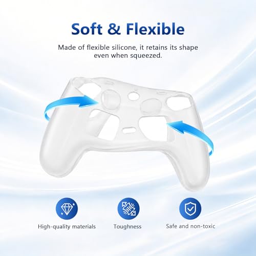 Case Cover Compatible with Steam Controller 2 2026, Soft Silicone Protector Cover Skin Case for Steam Controller 2 with Thumb Grip Caps, Anti-Scratch, Shockproof (Clear) - color: Clear