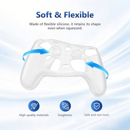 Case Cover Compatible with Steam Controller 2 2026, Soft Silicone Protector Cover Skin Case for Steam Controller 2 with Thumb Grip Caps, Anti-Scratch, Shockproof (Clear) - color: Clear