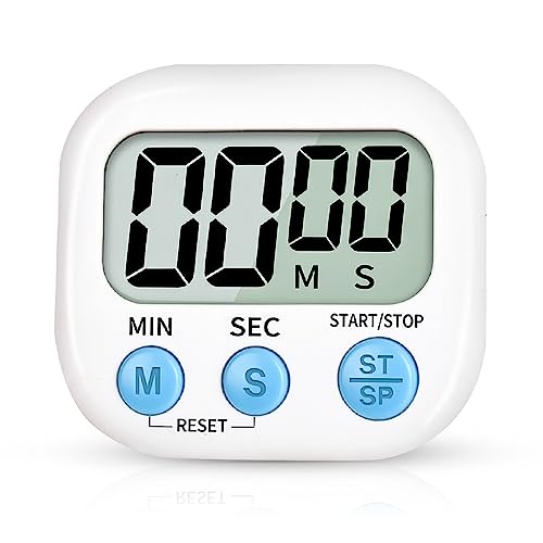 Digital Kitchen Timer for Cooking, Multi-Function Electronic Timer, Big Digits Loud Alarm Strong Magnetic Backing, Classroom Timers for Teachers - color: White