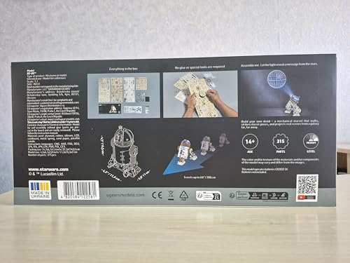 UGEARS Star Wars™ R2-D2™ 3D Wooden Puzzles for Adults - Wooden Model Kits for Adults, 3D Building Puzzle Set Adult Hobby Model Galaxy Puzzle Display Brain Puzzle Craft Kit Hobby Gift for Men and Women