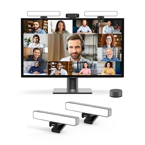 HumanCentric Premium Video Conference Lighting for Video Calls, Zoom | HighBeam Pro LED Webcam Light for Zoom Meetings & Streaming, Upgrade Monitor Ring Light with dual Video Conference Light