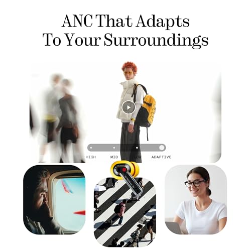 Nothing Ear (a) Wireless Earbuds, 45dB Hybrid Noise Cancelling Earbuds, Hi-Res Audio, Advanced Equaliser, Dual Connect, 6 Mics, 42.5H Playtime Ear Buds Wireless Bluetooth, Yellow - color: Yellow