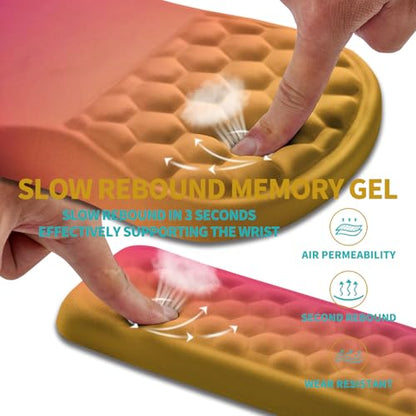 Hokafenle 2 in 1 Ergonomic Mouse Pad Wrist Support & Wrist Rest for Computer Keyboard Set, with Relieve Carpal Tunnel Pain Massage Bulge and Full Memory Gel Design (2In1 Set, Sunset Glow) - color: Hk022-sunset Glow