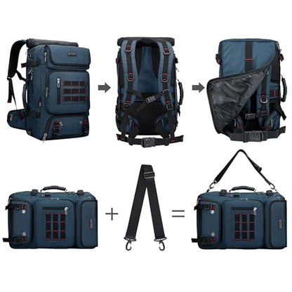 WITZMAN Carry on Travel Backpack for Men Airline Approved Fits 16" Laptop | Nylon 3 in 1 Luggage Duffle Bag with USB Charging Port, Shoe Compartment, For Weekend Getaway, Overnight Trip, B682 Blue - color: 04.blue