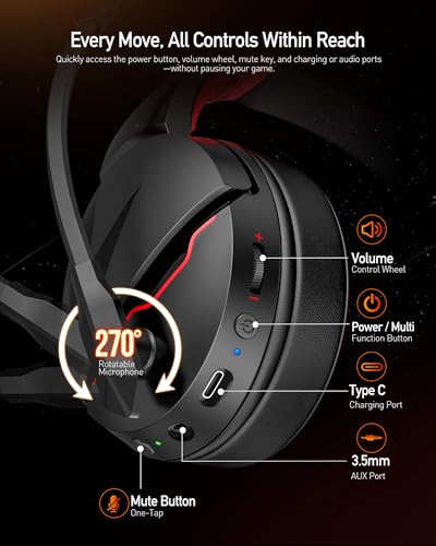 acer Wireless Gaming Headset, PS5 Headset with 2.4GHz for Ps5, Ps4, PC, Switch, Bluetooth 5.3 + 100Hrs Gaming Headphones with Noise Canceling Mic for Laptop, Mobile, Mac, 50mm Drivers (Red) - color: Red