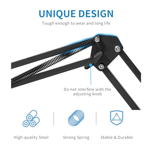 FEELWORLD AMS1 Microphone Boom Arm, Adjustable Mic Arm Stand with 3/8” to 5/8” Screw, Compatible with PM1 and other Mics for Podcast Straming Gaming Studio - color: Black
