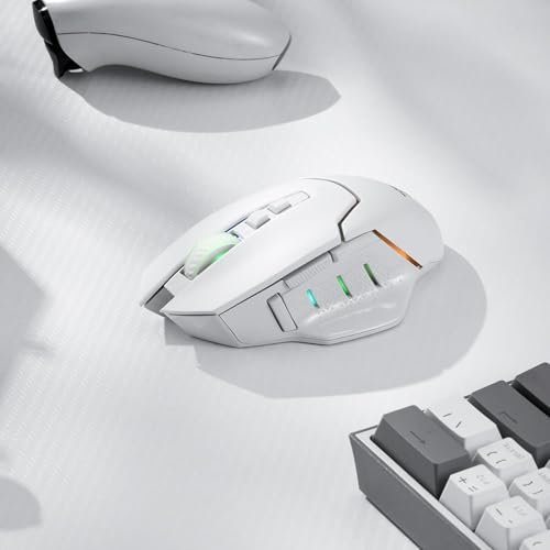 Redragon M690 PRO Wireless Gaming Mouse, 8000 DPI Wired/Wireless Gamer Mouse w/Rapid Fire Key, 8 Macro Buttons, Ergonomic Design for PC/Mac/Laptop, White | Cable-Free 0 Delay, Smooth Precise Tracking, Rapid-Fire Macro Keybinds, Vibing Backlight, Ergonomic