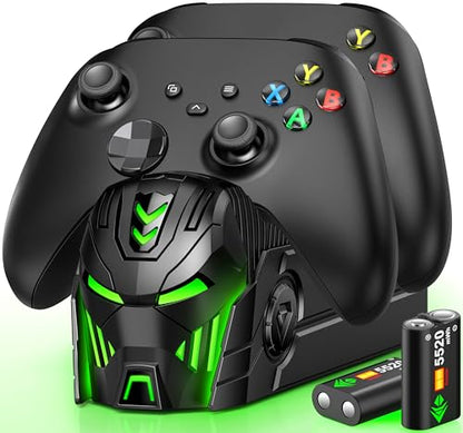 Charger Station Compatible with Xbox Controllers, 2x5520mWh Rechargeable Battery Pack for Xbox One/ Series X|S Controllers with Dual Charging Dock and 4 Covers for Xbox One Games
