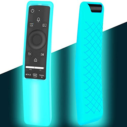 Case Compatible with Samsung Smart TV Remote Controller BN59 Series, Light Weight Silicone Cover Protector Shockproof Anti-Slip Remote Skin Sleeve - Black (Glow Blue) - color: Glow Blue