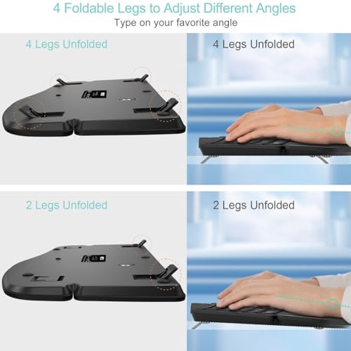 Arteck Ergonomic Keyboard with Cushioned Wrist Palm Rest, Multi-Device Wireless Bluetooth with USB-A USB-C Receiver Comfortable Ergonomic Split Keyboard, for Windows Computer Laptop PC Tablet