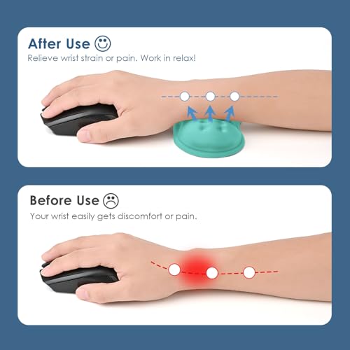 VANKEY Soft Mouse Wrist Rest, Memory Foam Mouse Wrist Support Hand Rest Pad for Computer, Laptop, Desktop - Anti-Slip PU Base - Wrist Pain Relief, Aquamarine - color: Blue Green