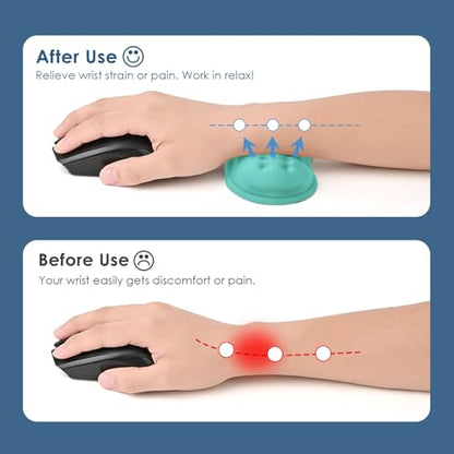 VANKEY Soft Mouse Wrist Rest, Memory Foam Mouse Wrist Support Hand Rest Pad for Computer, Laptop, Desktop - Anti-Slip PU Base - Wrist Pain Relief, Aquamarine - color: Blue Green