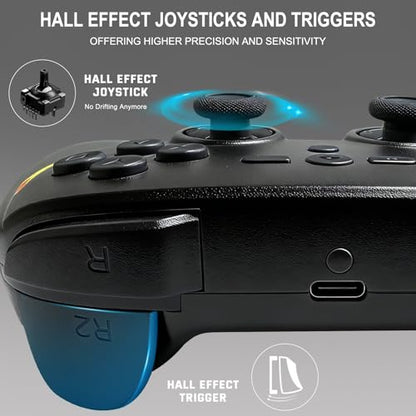 Joso Mobile Gaming Controller, Wireless Game Controller for iPad/Tablet/iPhone/Android/Switch/Switch 2/Lite/OLED/PC, Handheld Gamepad with Hall Effect Joysticks/Triggers/6-Axis Gyro - Black - color: Black