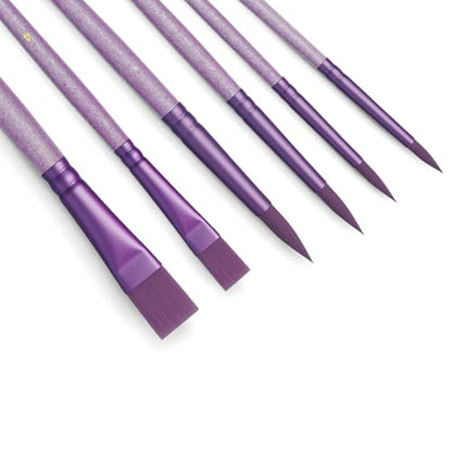 6 Pcs Purple Face Paint & Watercolor Brushes Set, Fine Detail Artist Brushes for Adults, Acrylic Oil Painting, Crafts, Body Face Nail Art - color: Purple