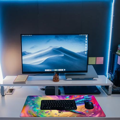 Large Gaming Mouse Pad for Desk, Colorful Hummingbird Desk Mat, Bright Hummingbird Desk Pad, 31.5"x15.7" Extended Big Computer Keyboard Mouse Pad with Non-Slip Base and Stitched Edge - color: Colorful Hummingbird