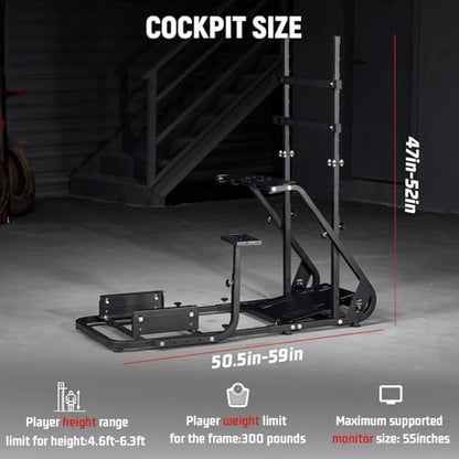 Dardoo G923 Racing Simulator Cockpit with Monitor Mount Fit for Logitech G29 G920, for Thrustmaster T80 T150, for PS4,for PC, Adjustable Driving Wheel Stand,Without Wheel, Pedal, Handbrake and Seat