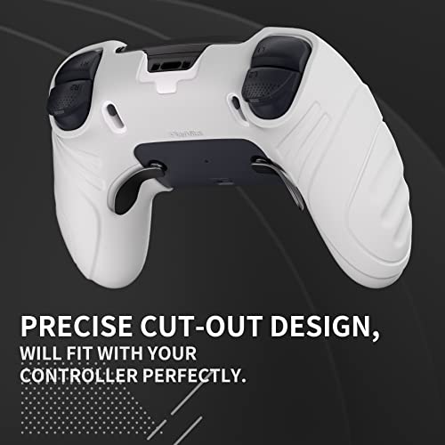 PlayVital Guardian Edition Anti-Slip Ergonomic Silicone Cover Case for ps5 Edge Controller, Soft Rubber Protector Skin for ps5 Edge Wireless Controller with Thumb Grip Caps - White - color: White