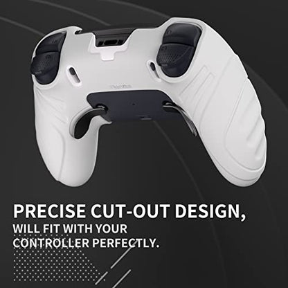 PlayVital Guardian Edition Anti-Slip Ergonomic Silicone Cover Case for ps5 Edge Controller, Soft Rubber Protector Skin for ps5 Edge Wireless Controller with Thumb Grip Caps - White - color: White