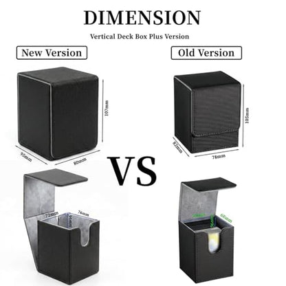 Vertical Deck Box Plus Version, Large Trading Card Case Fits 100+ Double Sleeved Cards, Premium Saffiano Leather TCG Storage for MTG Commander, Pokémon, TCG, CCG, Magnetic Closure- Black+Gray - color: VP Black+Gray
