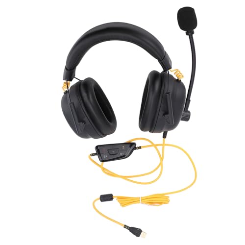 Gaming Headset, 7.1 Surround Sound AI Noise Canceling Mic USB Headset, Wired Gaming Headphones with Custom EQ Lightweight Design for PC Laptop Work Call Center (Black) - color: Black