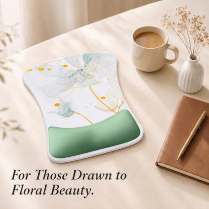 Gel Mouse Pad & Memory Foam Keyboard Wrist Rest Set Sage Green Floral - color: Sage Green Floral