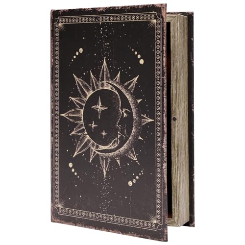 Vintage Celestial Sun Moon Tarot Storage Box - Gothic Book Safe | With Hidden Compartment, Astrology Magic Organizer for Crystals, Jewelry & Witchcraft Supplies, Dark Academia Decor - color: M/DIVINATION