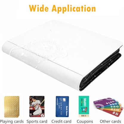 1000+ Pockets Trading Card Binder, 16 Pocket Ringless Side Loading Card Holder Album, Trading Card Album Fit for YuGiOh, MTG, TCG, Game Cards, Sports Cards, Business Cards (White) - color: White
