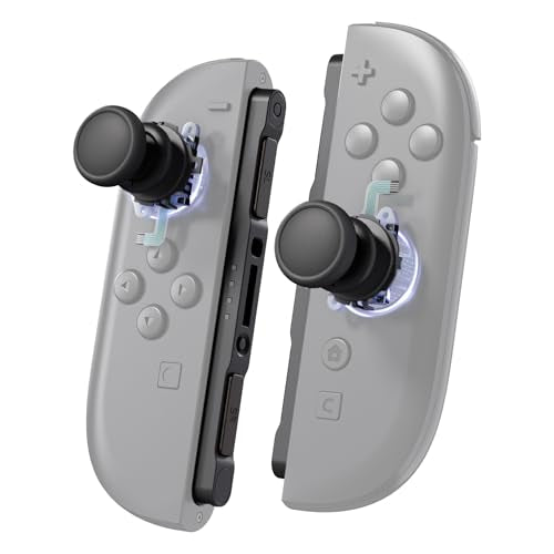 eXtremeRate Replacement 3D Joystick & Thumb Grips & Side Rail Shell Buttons for Nintendo Switch 2 JoyCon, Console Rail Stickers Controller Left Right Analog Stick Thumbsticks Caps for Switch 2 - Black - color: Black