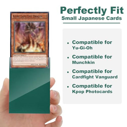 200 Pack Card Sleeve Compatible with Yu-gi-oh Card Sleeve Japanese 62x89mm | Green Small Card Sleeves Photocard Sleeves 62x89mm, Back Textured Perfect Shuffling, Protect Your Japanese Sized Never Tear - color: Green