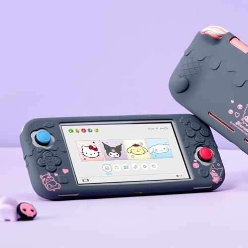 Kuitmor Switch Lite Protective Case,Soft Silicone Protective Shell,Anti-Scratch Protective Cover Case for Switch Lite with 2 Thumb Grip Caps（Purple Kuromi） - color: Purple Kuromi