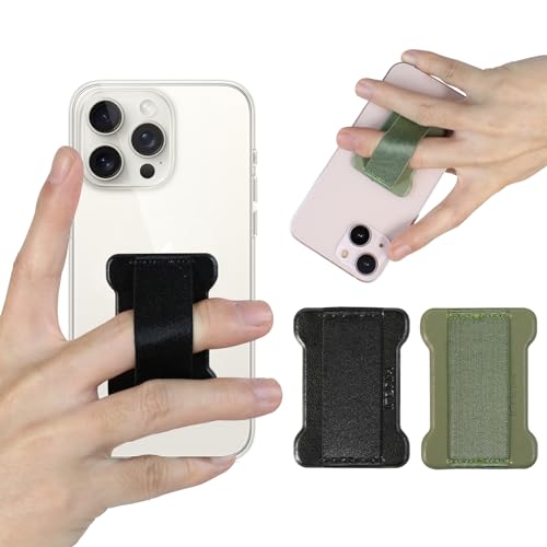 Universal Phone Grip for Smartphones - Phone Holder for Hand for Back of Phone - Wireless Charging Compatible (Black Green) - 2Pack - color: Black Green