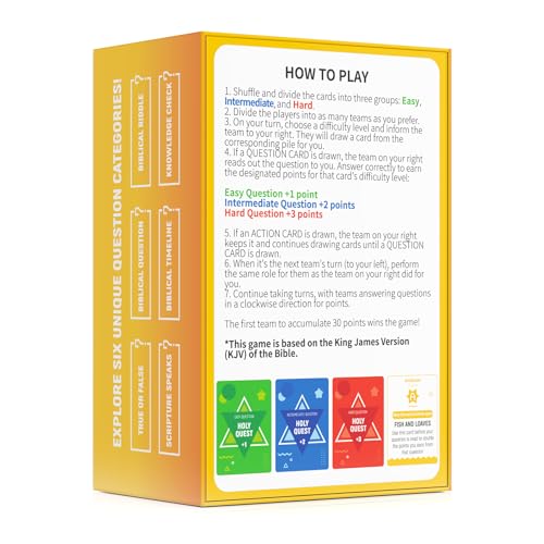 HOLY QUEST, A Fun Bible Trivia Game, Extra Value 400 Cards Pack with 6 Engaging Categories, Perfect for Bible Study, Youth Groups and Church Gatherings, Great Christian Game for Adults and Family