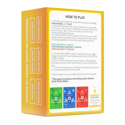 HOLY QUEST, A Fun Bible Trivia Game, Extra Value 400 Cards Pack with 6 Engaging Categories, Perfect for Bible Study, Youth Groups and Church Gatherings, Great Christian Game for Adults and Family