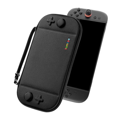 tomtoc Slim Carring Case for Nintendo Switch 2, Military Grade Protection | Odorless Felt Protective Hard Shell with 12 Game Card Slots, Portable Travel Storage Bag with Original Patent, Soft Interior - color: Black