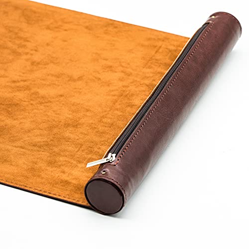 Cusdie 2 in 1 Dice Rolling Mat & Zippered Dice Holder DIce Tray- Compatible with DND Polyhedral Dice (Deep Red) - color: Red