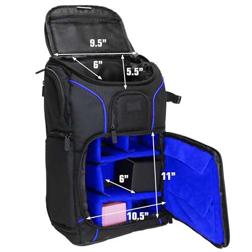 USA Gear MTG Backpack Compatible with Magic the Gathering Deck, Yu-Gi-Oh, MTG Decks & more - TCG Backpack MTG Bag with Shoulder Straps, Customizable Dividers, TCG Playmat Holder, Binder Space (Blue) - color: Blue