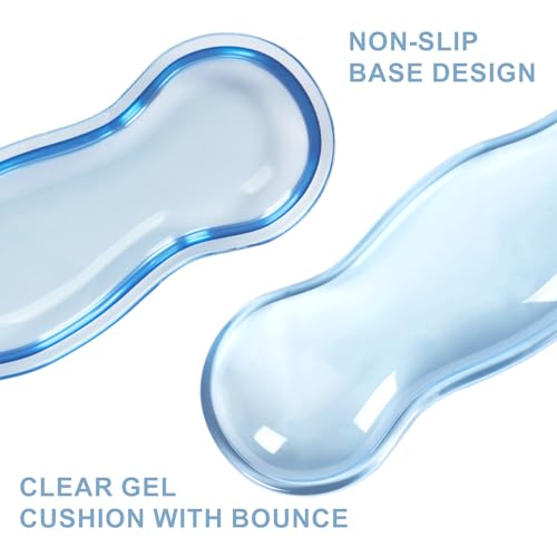 L-SPOUTTO Blue Striped Mouse Pad Set,Scalloped XXL Desk Mat + Ergonomic Mouse Wrist Rest + Gel Keyboard Wrist Rest for Keyboard 65%/75%,3in1 Large Desk Pad for Desktop Home Office Computer Game - color: Blue Striped