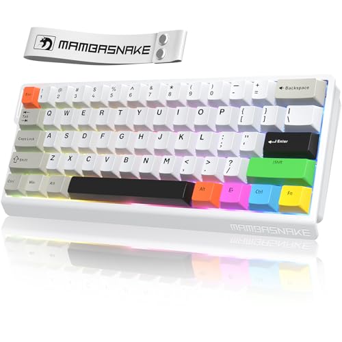 ATTACK SHARK MAMBASNAKE X60HE Wireless 8K Mechanical Keyboard-White+8Keycap | Tri Mode-2.4Ghz/BT/Wired,Hall Effect Magnetic Switch,RGB Backlight,0.01mm RT Accuracy,4000 mAh battery,Web Driver for PC Mac - color: Star White, size: Keyboard with 8 Keycaps