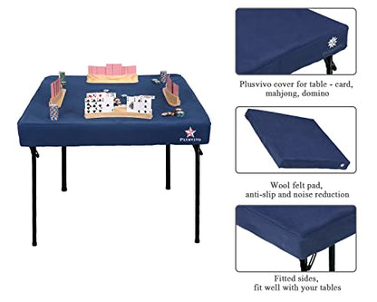 Plusvivo Game Table Cover - Mahjong, Poker, Bridge - Machine Washable Felt - 36" x 36" Blue - color: Blue