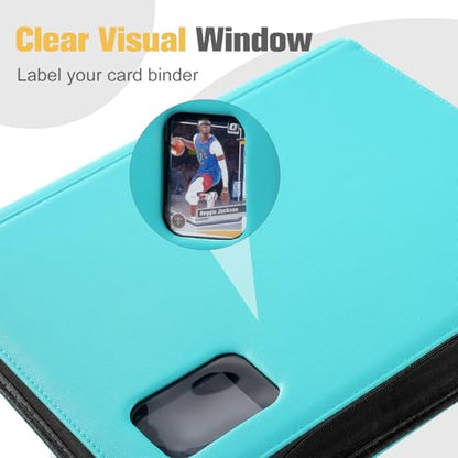 ProCase Top Loader Binder, 9 Pocket Holds 324 Toploaders, Lightblue | Non-PVC Pockets Waterproof PU Leather Binder for Trading Cards or Sports Cards, Compatible with TCG, MTG in 3"x4" Toploader - color: 4-Lightblue