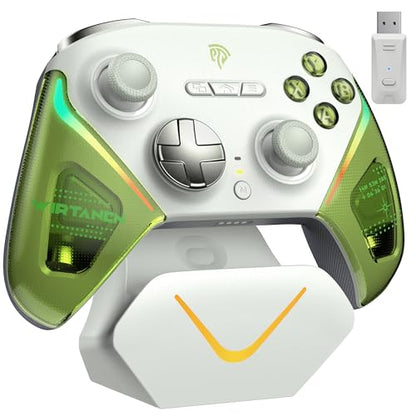 EasySMX D10 PC Controller - Elite Wireless Bluetooth Gamepad with TMR Joystick, Dual-Mode Triggers & Full Mechanical Buttons, 1000Hz Polling Rate, RGB Bakclit for PC/Switch/Switch 2/ Android/iOS - color: Green