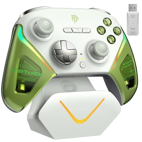 EasySMX D10 PC Controller - Elite Wireless Bluetooth Gamepad with TMR Joystick, Dual-Mode Triggers & Full Mechanical Buttons, 1000Hz Polling Rate, RGB Bakclit for PC/Switch/Switch 2/ Android/iOS - color: Green