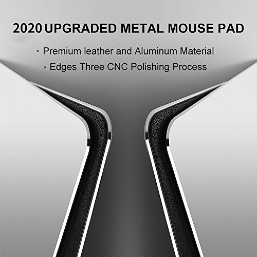 Vaydeer Hard Metal Aluminum Mouse Pad Clear Modern Smooth Magic Ultra Thin Double Side Design Mouse Mat Waterproof Fast and Accurate Control Compatible for Gaming and Office, Silver, 9.05X7.08 Inch - color: Silver, size: 9.1L x 7.1W inches