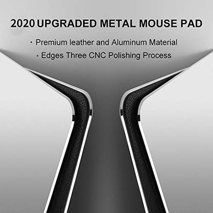 Vaydeer Hard Metal Aluminum Mouse Pad Clear Modern Smooth Magic Ultra Thin Double Side Design Mouse Mat Waterproof Fast and Accurate Control Compatible for Gaming and Office, Silver, 9.05X7.08 Inch - color: Silver, size: 9.1L x 7.1W inches