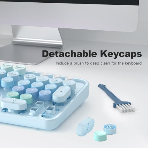 Atelus Large Print Keyboard, USB Wired Computer Keyboard with Retro Keycaps, Numeric Keypad and Media Hotkey for Office Desktop PC Laptop and Windows 7 8 10 11 (Blue Colorful) - color: Blue